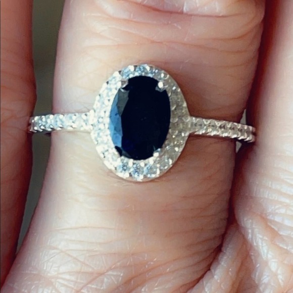 Sterling Silver Diamond Halo Onyx Ring​ - Picture 6 of 17